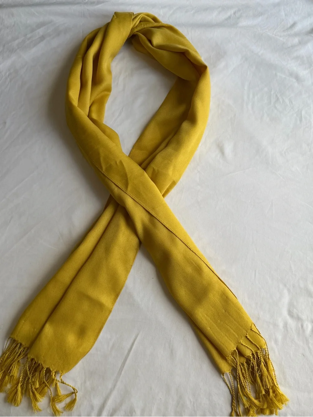 Rectangular Mustard Yellow Fringe Scarf / Hijab